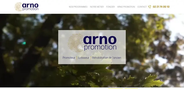 Page d'accueil du site Arno Promotion