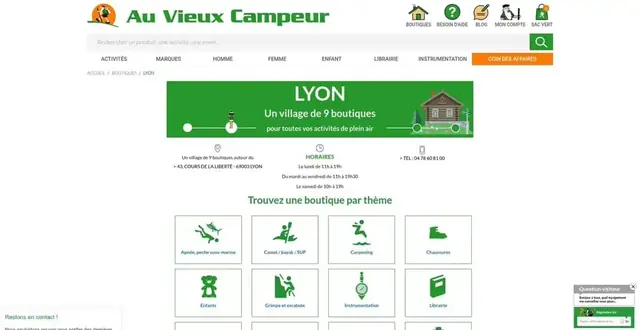 Page d'accueil du site Au Vieux Campeur