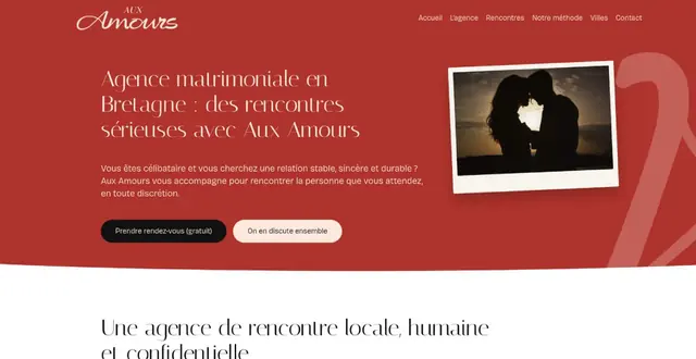 Page d'accueil du site Aux Amours