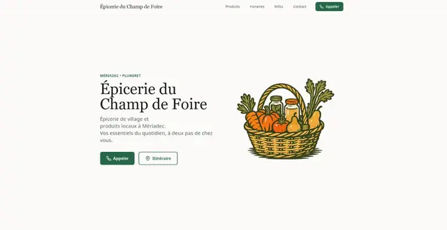 Page d'accueil du site Épicerie du Champ de Foire
