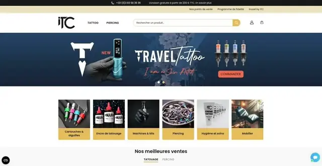 Page d'accueil du site ITC Piercing