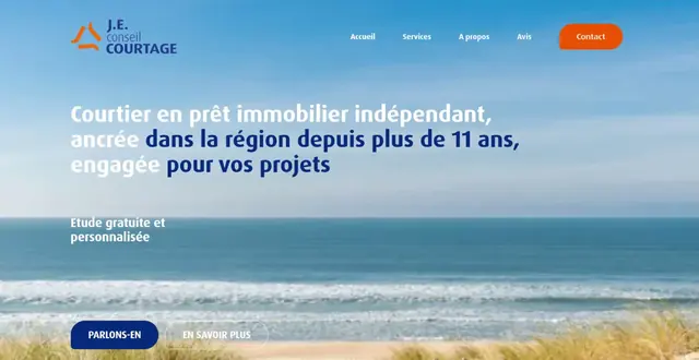 Page d'accueil du site JE Conseil Courtage