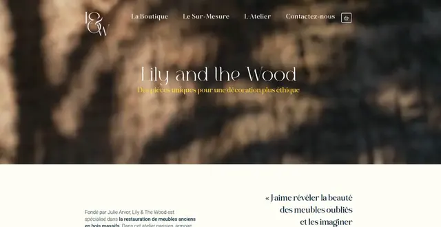 Page d'accueil du site Lily and the Wood