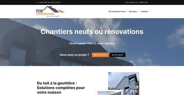 Page d'accueil du site RM Couverture